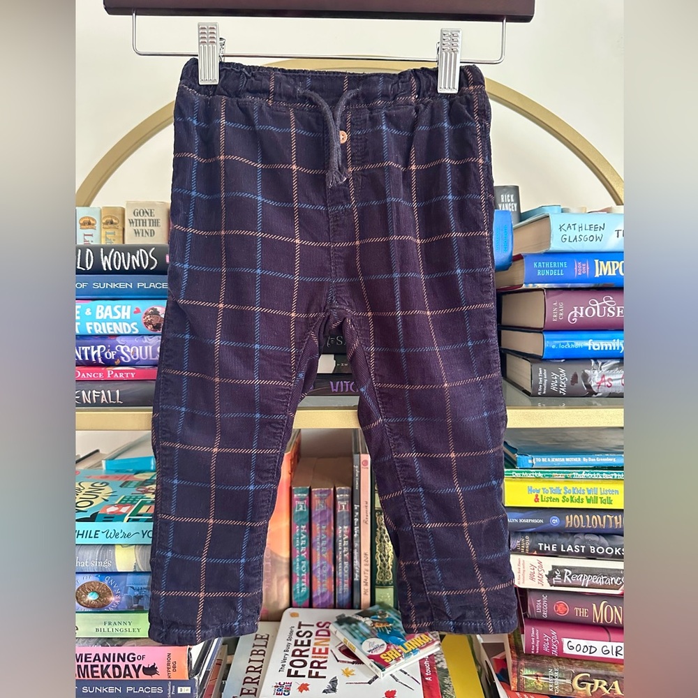 H&M 100% Cotton Fully Lined Plaid Corduroy Pants 🏌️